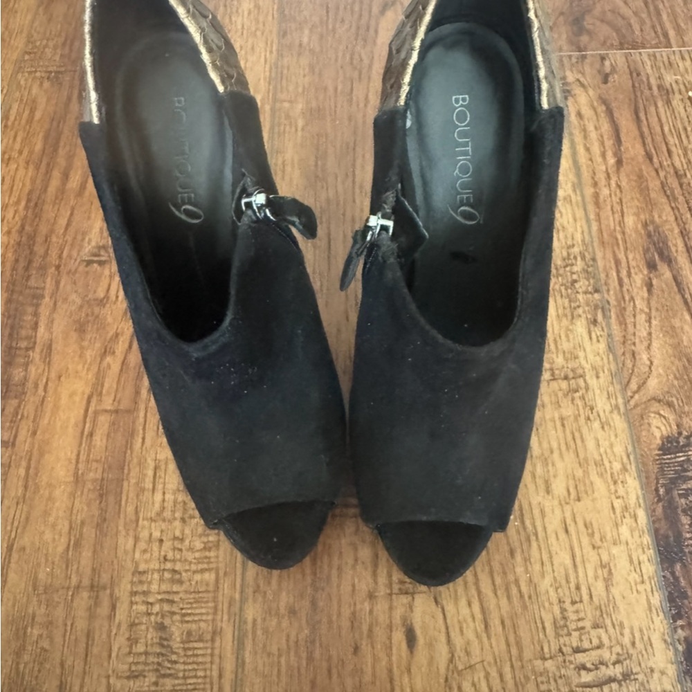 Boutique 9 Black Chunky Heel Peep-Toe Heels